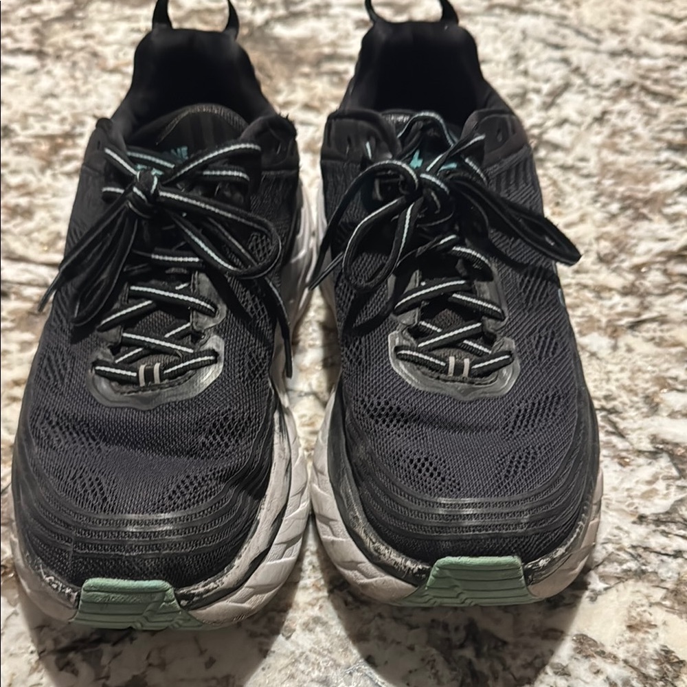 Black and Green HOKA one one size 9 Athletic Shoes